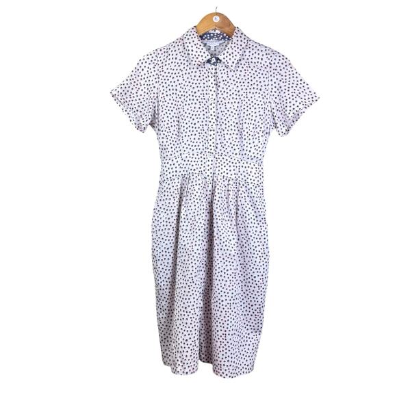 Foxcroft Vienna Short Sleeve Button Up Demure Dots 100% Cotton Shirt Dress - Picture 7 of 13